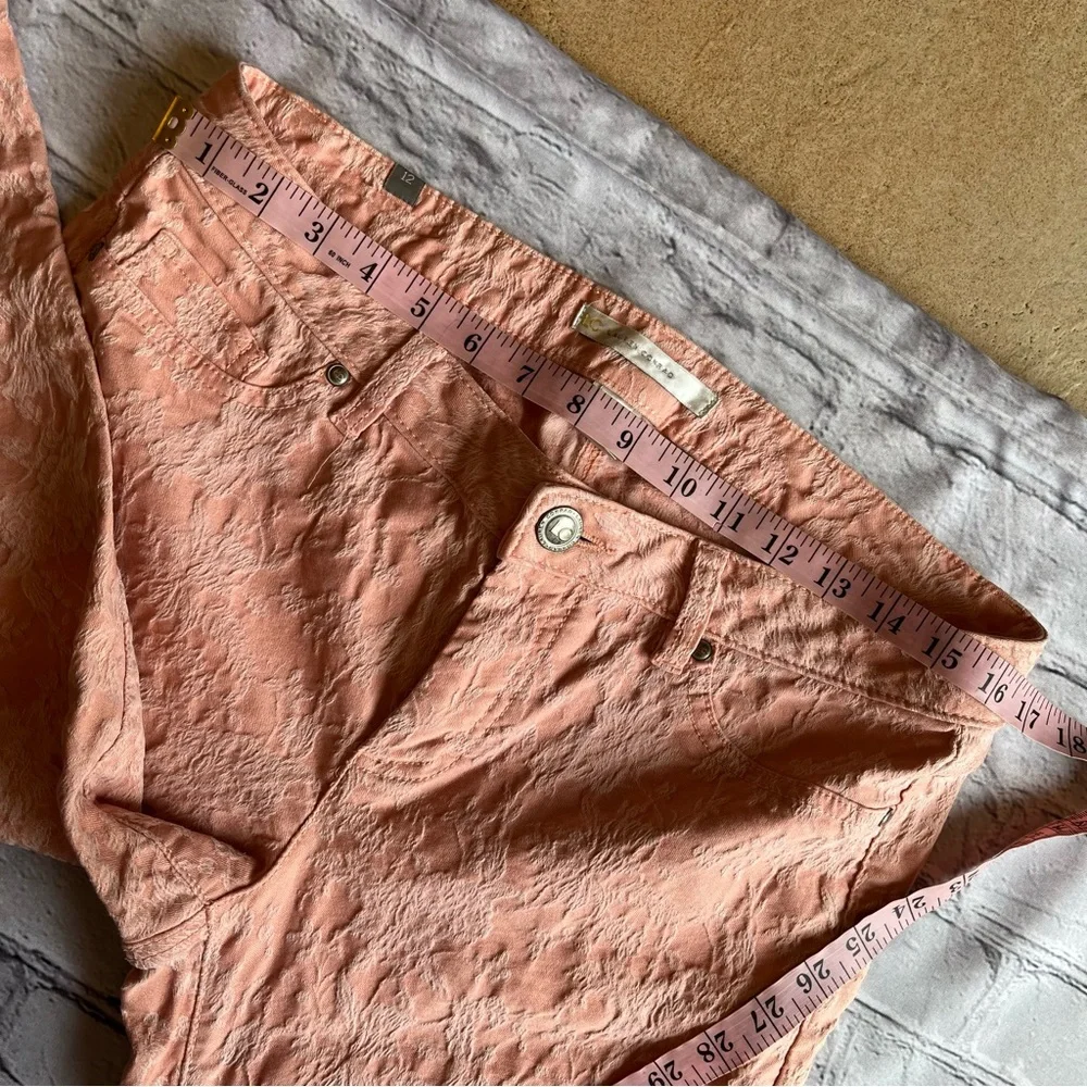 LC Lauren Conrad Coral Jacquard Pants 12 Casual Floral - Picture 7 of 10
